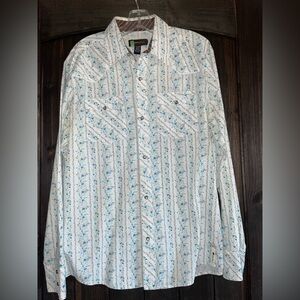 Split White and Blue Patterned Men's Shirt